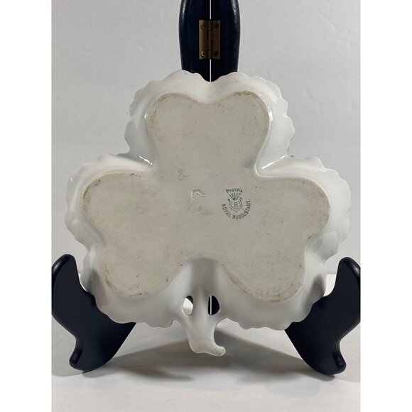 Vintage Royal Rudolstadt Prussia Hand Painted Clover Dish Vanity Trinket Porcela - Picture 7 of 9